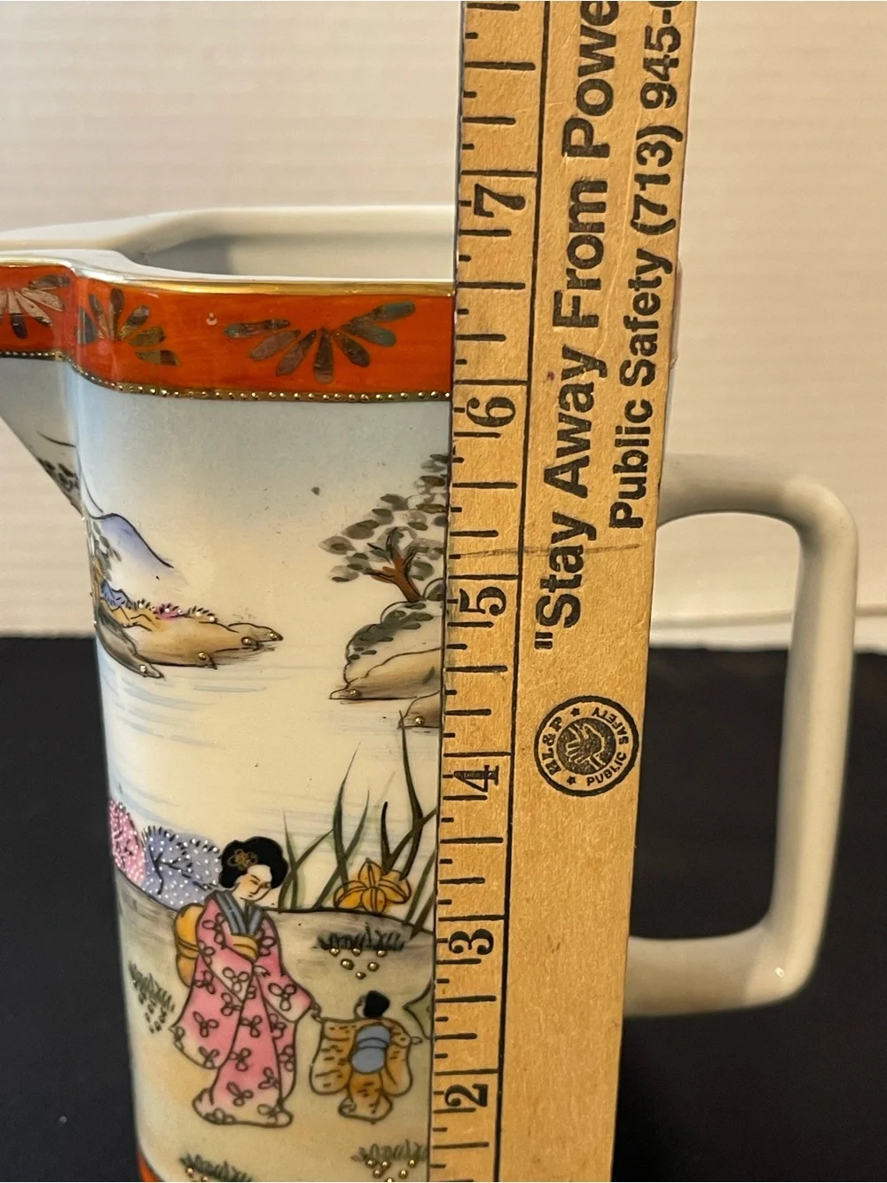 Nippon Porcelain Serving Pitcher in Orange and Multicolor